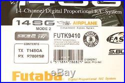 Futaba T14SG Digital RC Transmitter 2.4 Ghz + 4 Servos, Battery PreOwned Unused