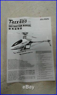 New Align T-Rex 600 Pro Nitro Helicopter Futaba GY520 O. S. 50 Max SX Engine