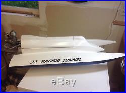 Rc Prather 32 Tunnel Hull Race Boat K&b 7.5 Rc Outboard Motor & Futaba Radio